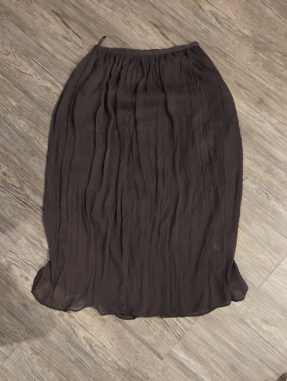 H&M Brown Crinkled Midi Skirt